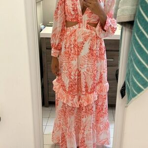 Floral Maxi Dress with Cutouts